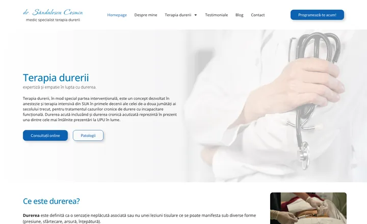 Site-ul de telemedicina al Dr. Cosmin Sandulescu - terapia durerii, consultatii online